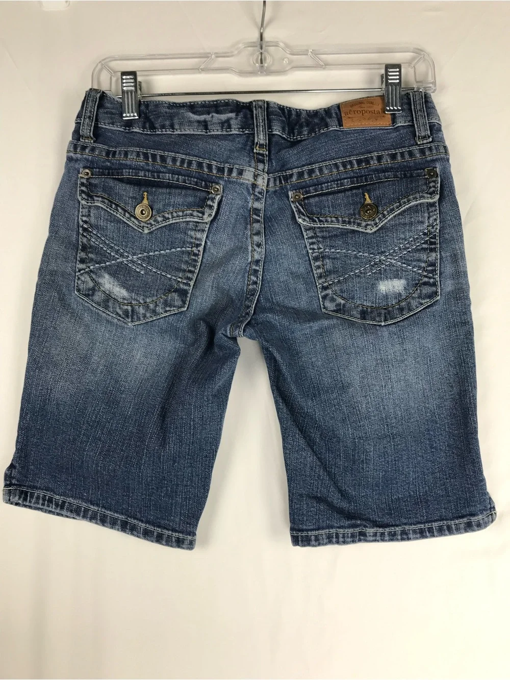 Aeropostale Women's Blue Washed Denim Bermuda Shorts